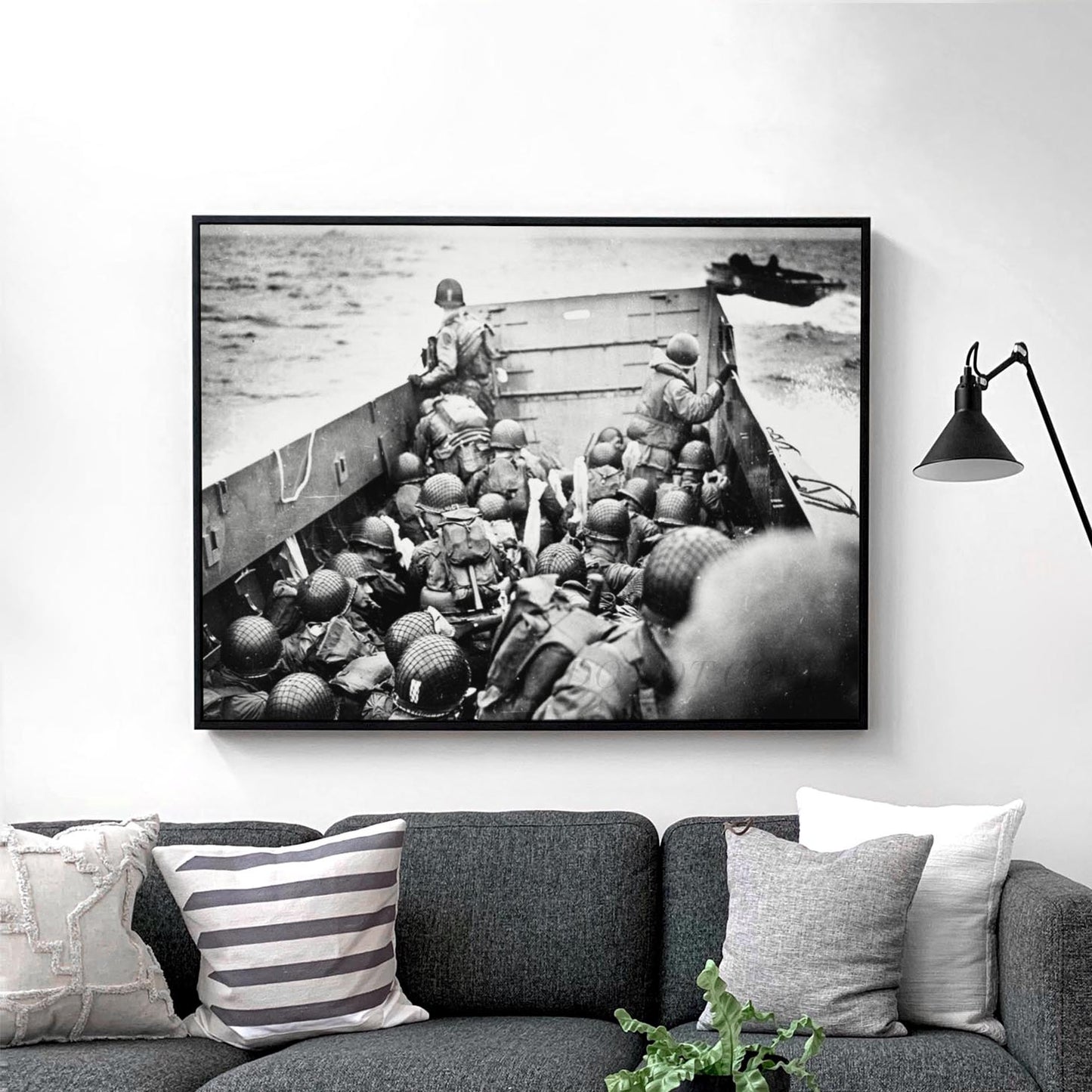 US Army Troops Aboard Landing Craft, D-Day 1944