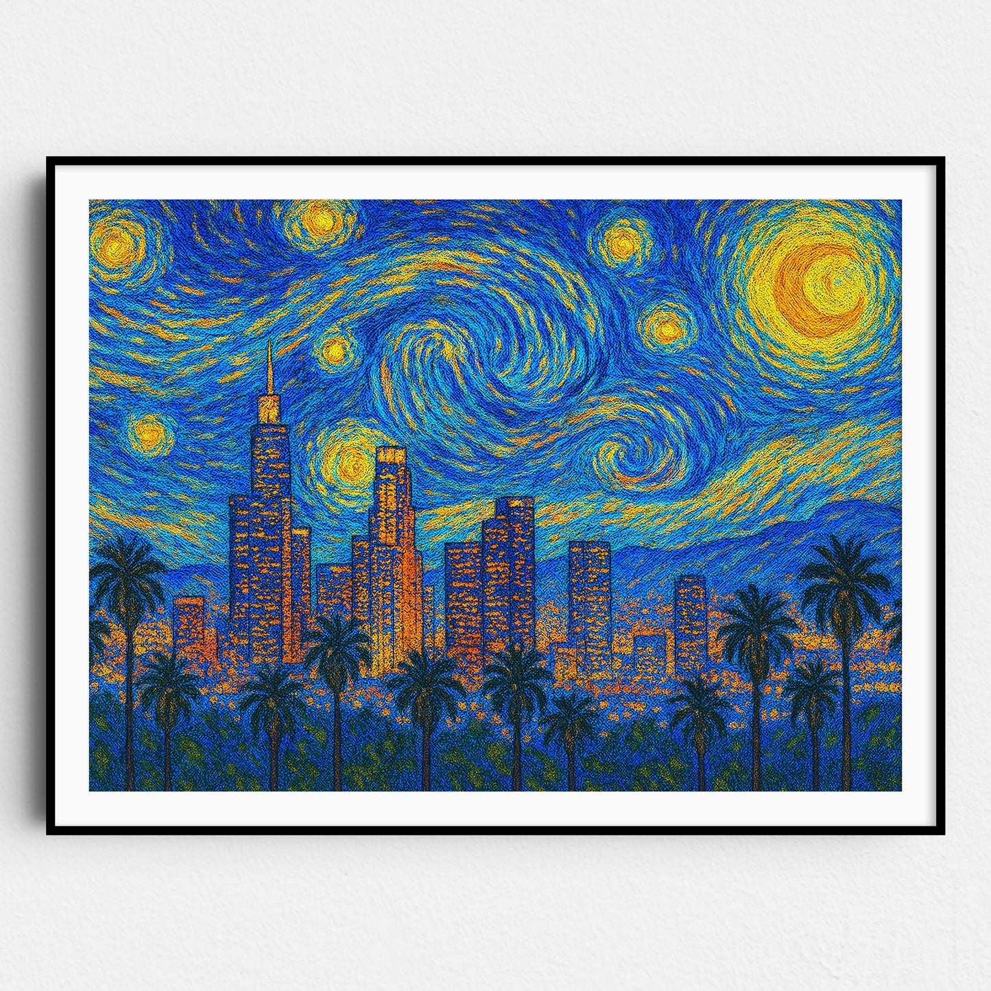 Los Angeles Skyline Van Gogh Starry Night