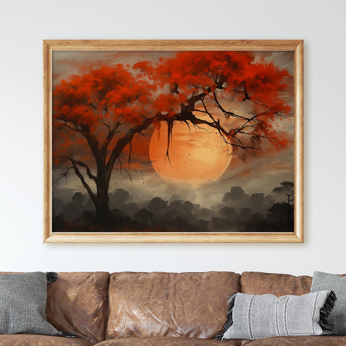 Moon Through Red Tree