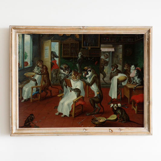 Barbershop With Monkeys And Cats By Abraham Teniers