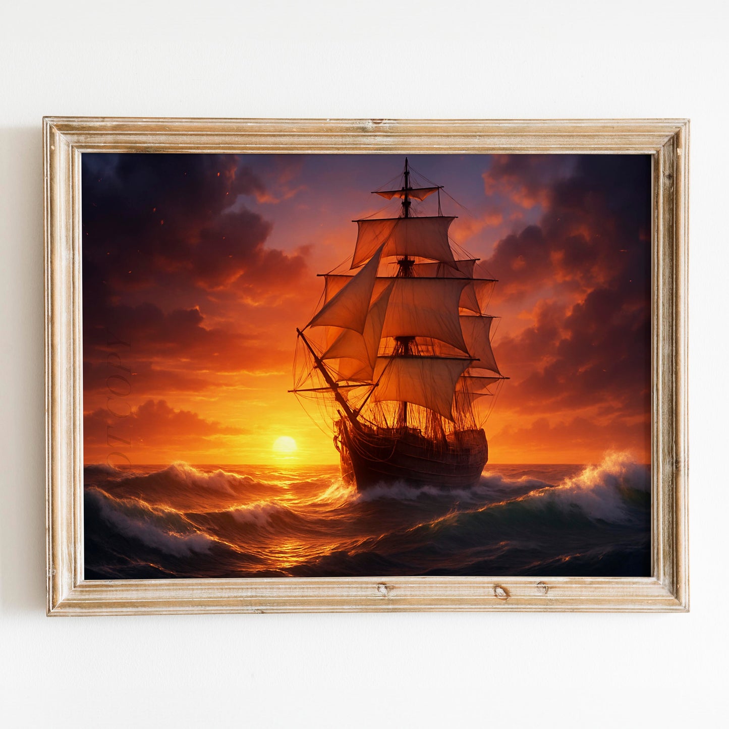 Sunset Over Ship