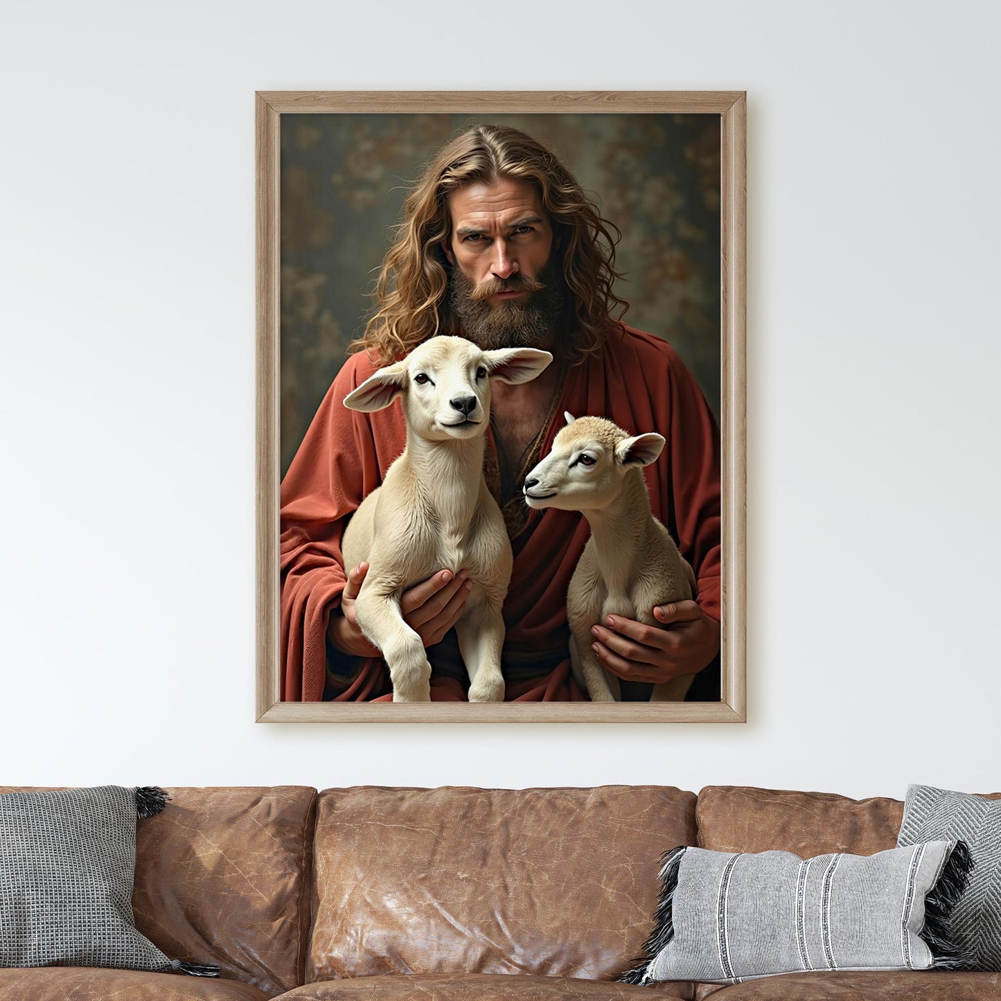 Jesus Christ Holding Lambs