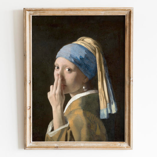 The Girl With The Pearl Earring Plugging Her Nose