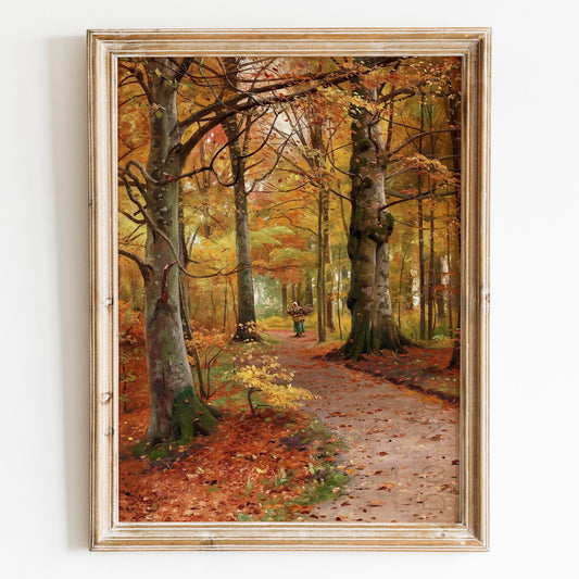A Beech Forest in Autumn 1920s Danish Fall Landscape