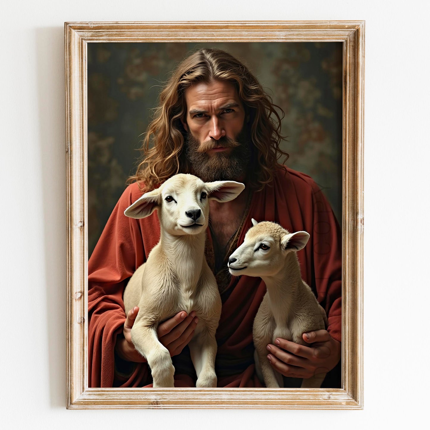 Jesus Christ Holding Lambs