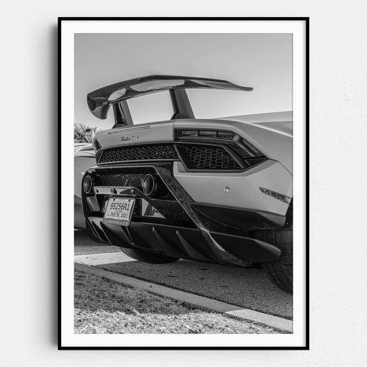 Black & White Lamborghini Rear View
