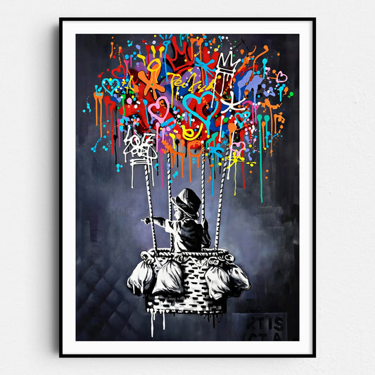Boy Flying Balloon Banksy