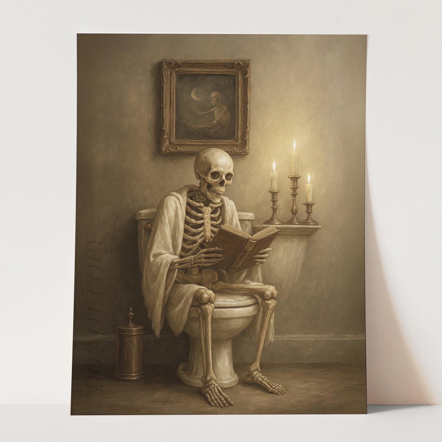 Skeleton Reading A Book On The Toilet