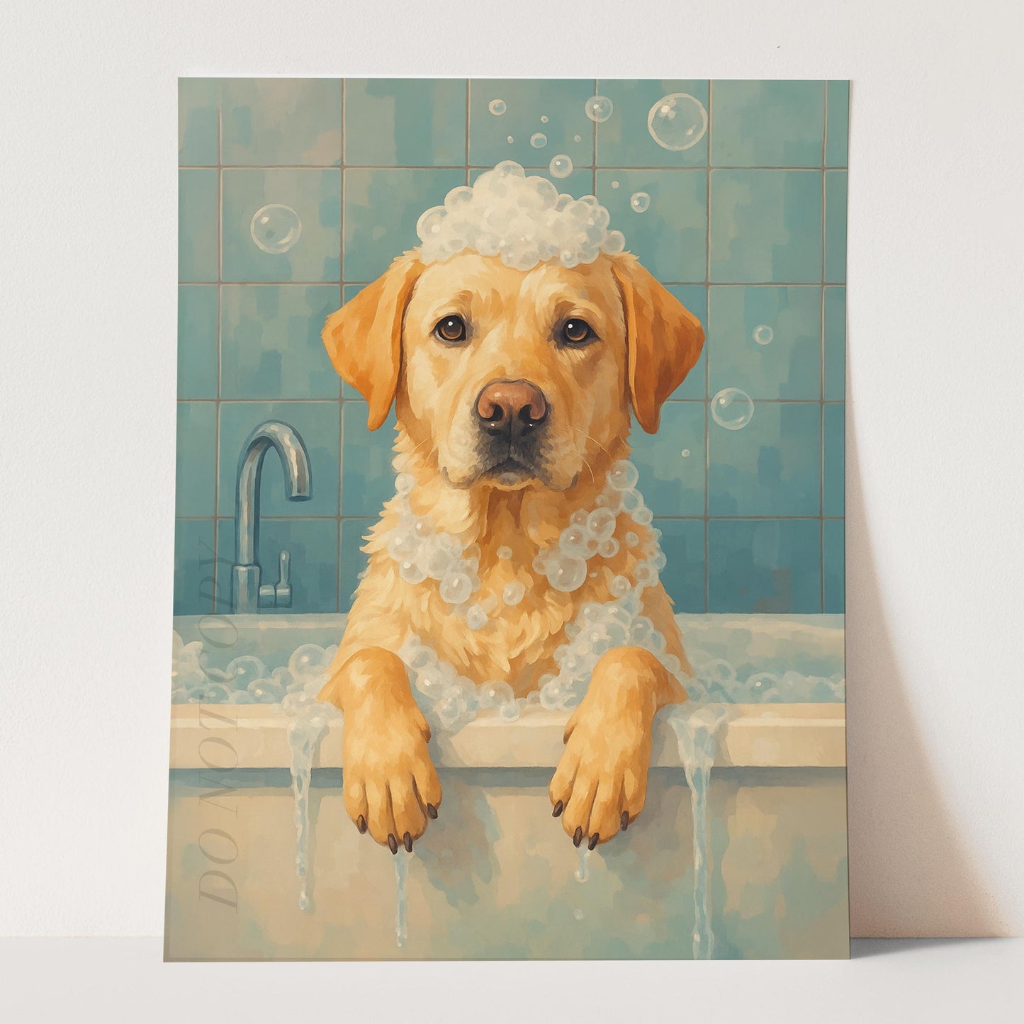 Yellow Labrador Retriever Dog Bathtub Bubble Bath