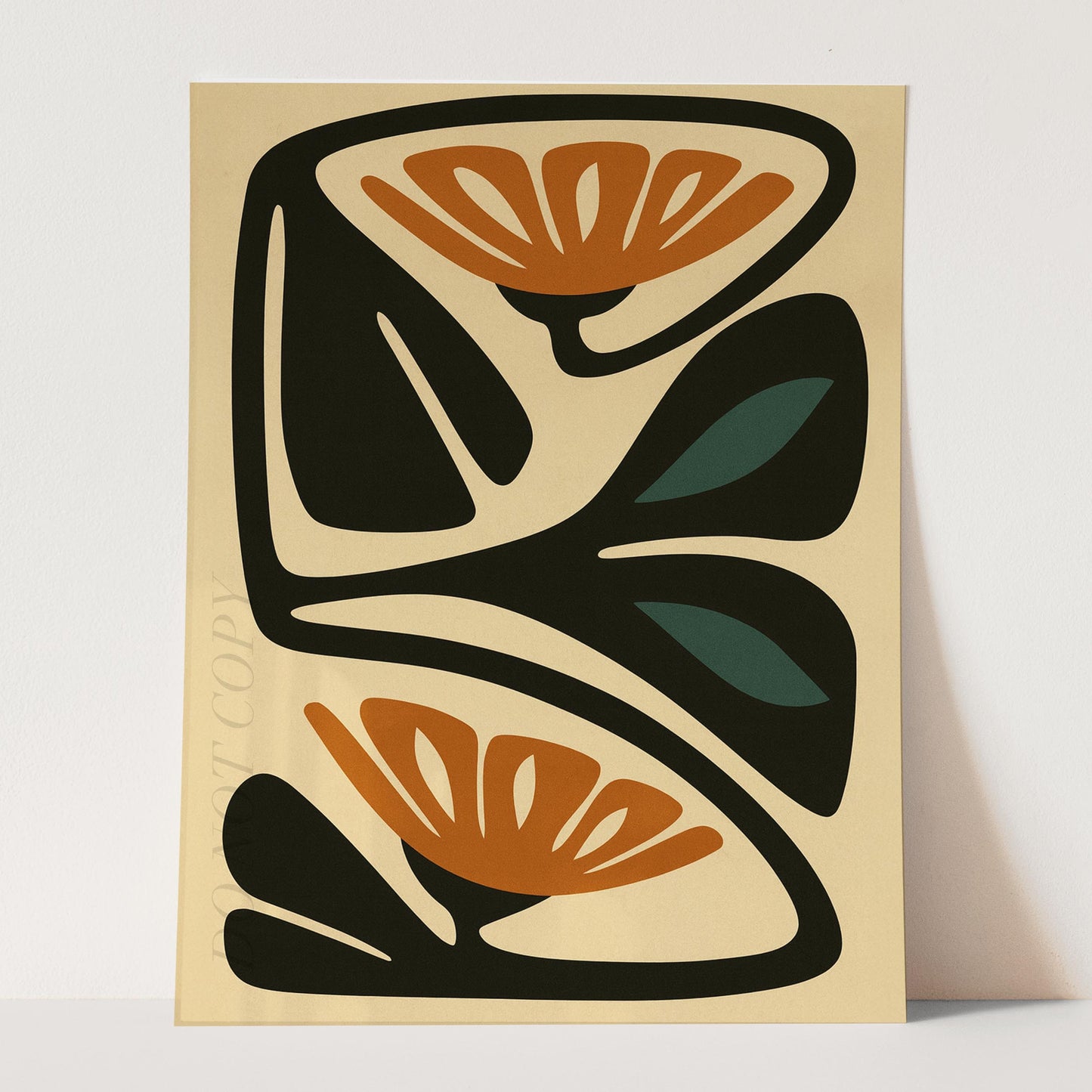 Burnt Orange & Teal Mid Century Flower