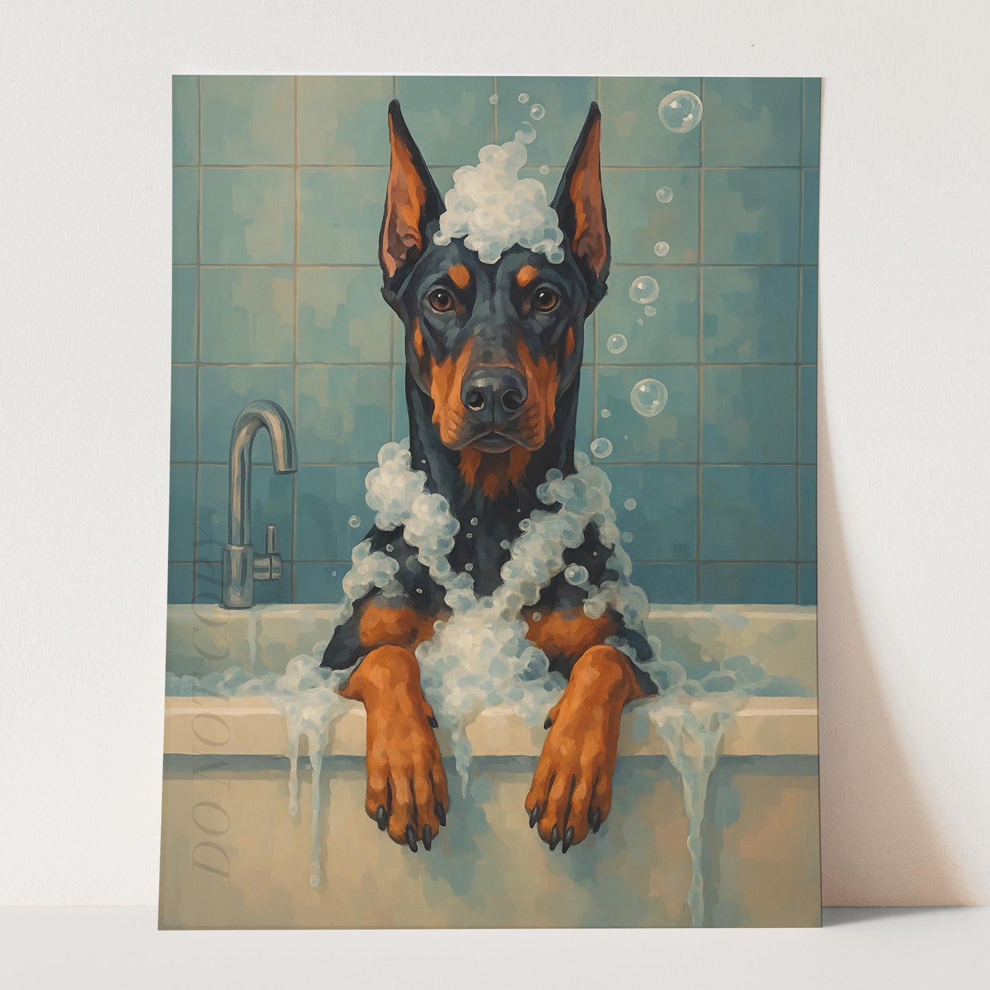 Dobermann Dog Bathtub Bubble Bath
