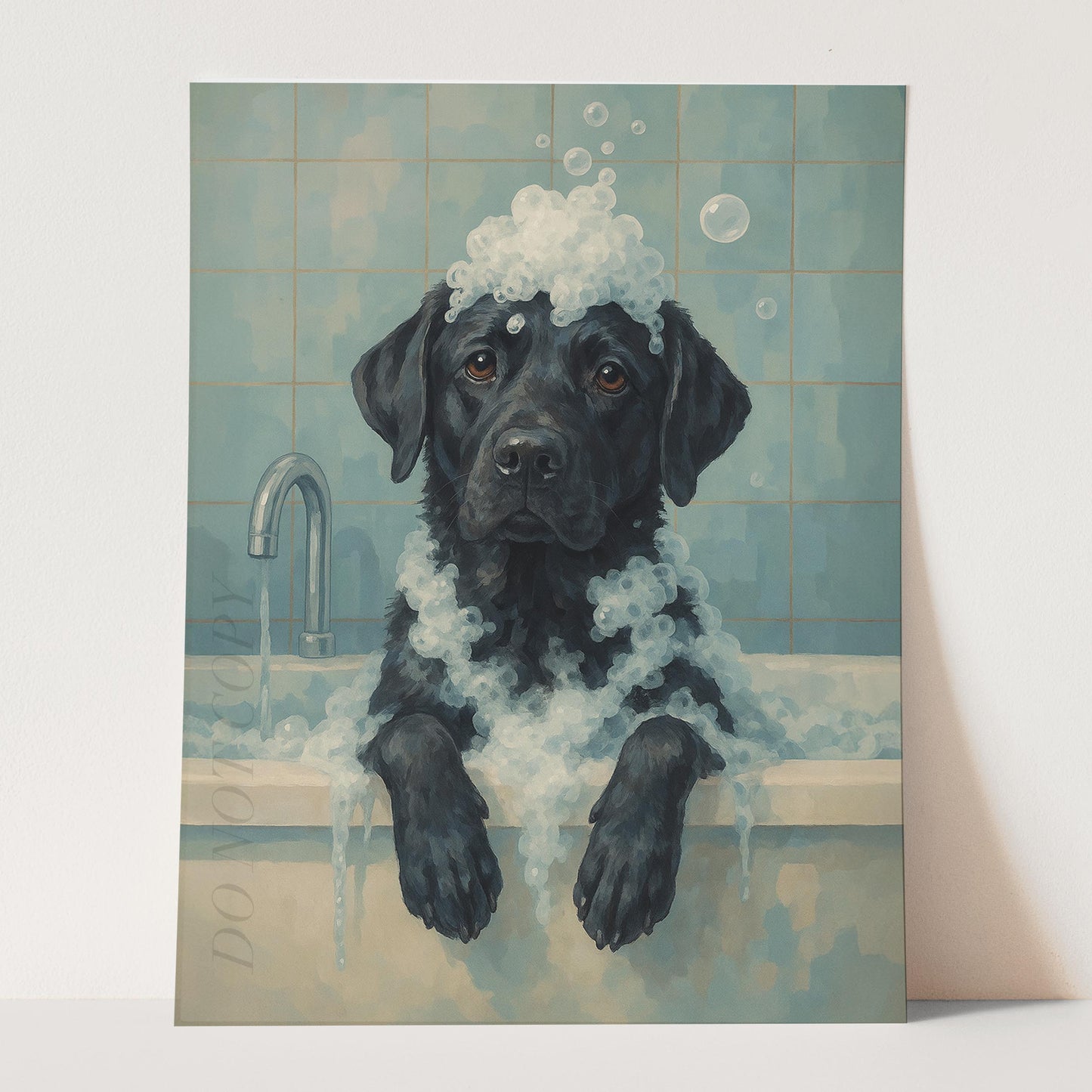 Black Labrador Retriever Dog Bathtub Bubble Bath