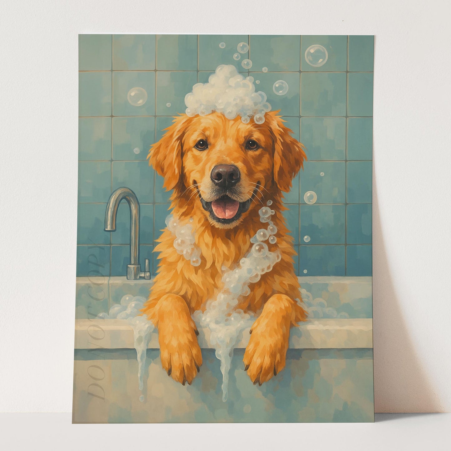 Golden Retriever Dog Bathtub Bubble Bath