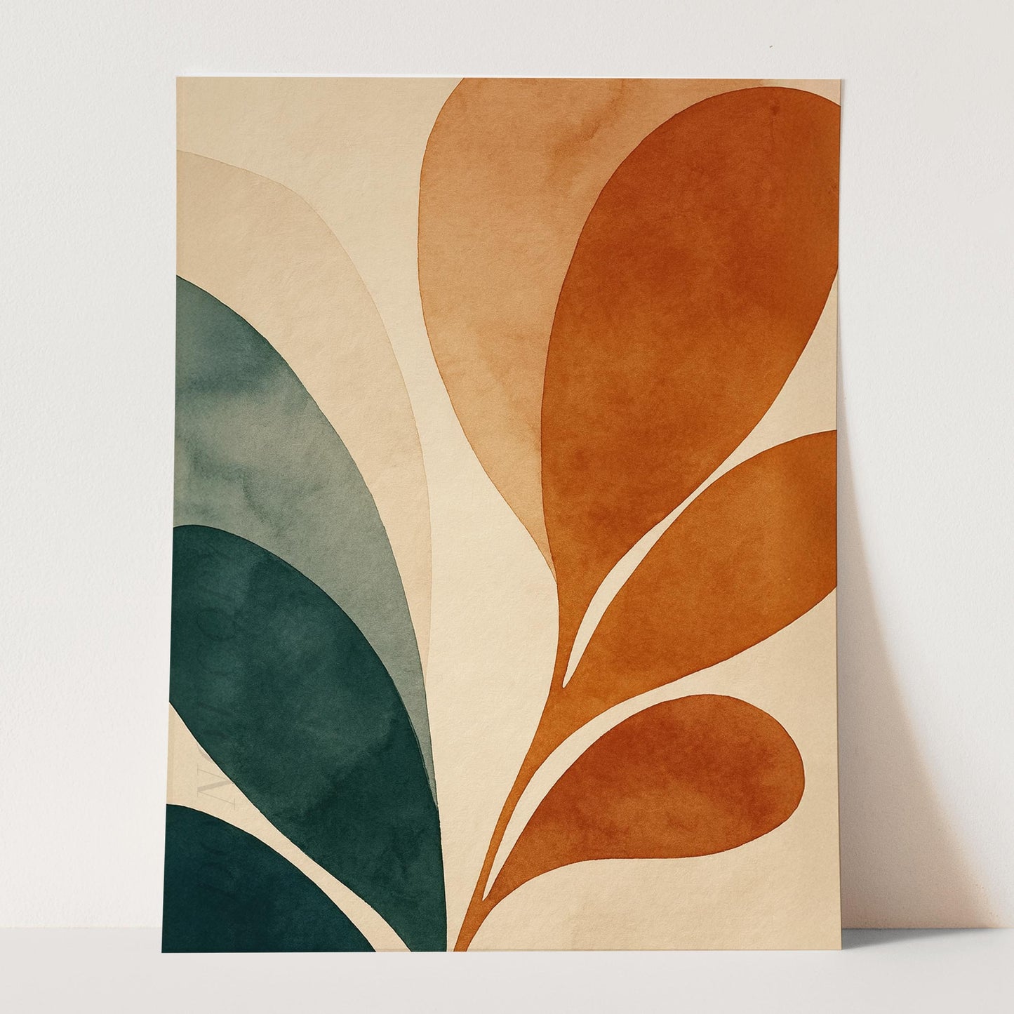 Orange And Green Botanicals Mid Century