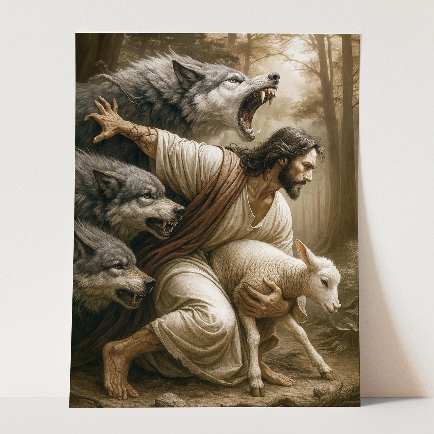 Jesus Protects The Lamb From Wolves