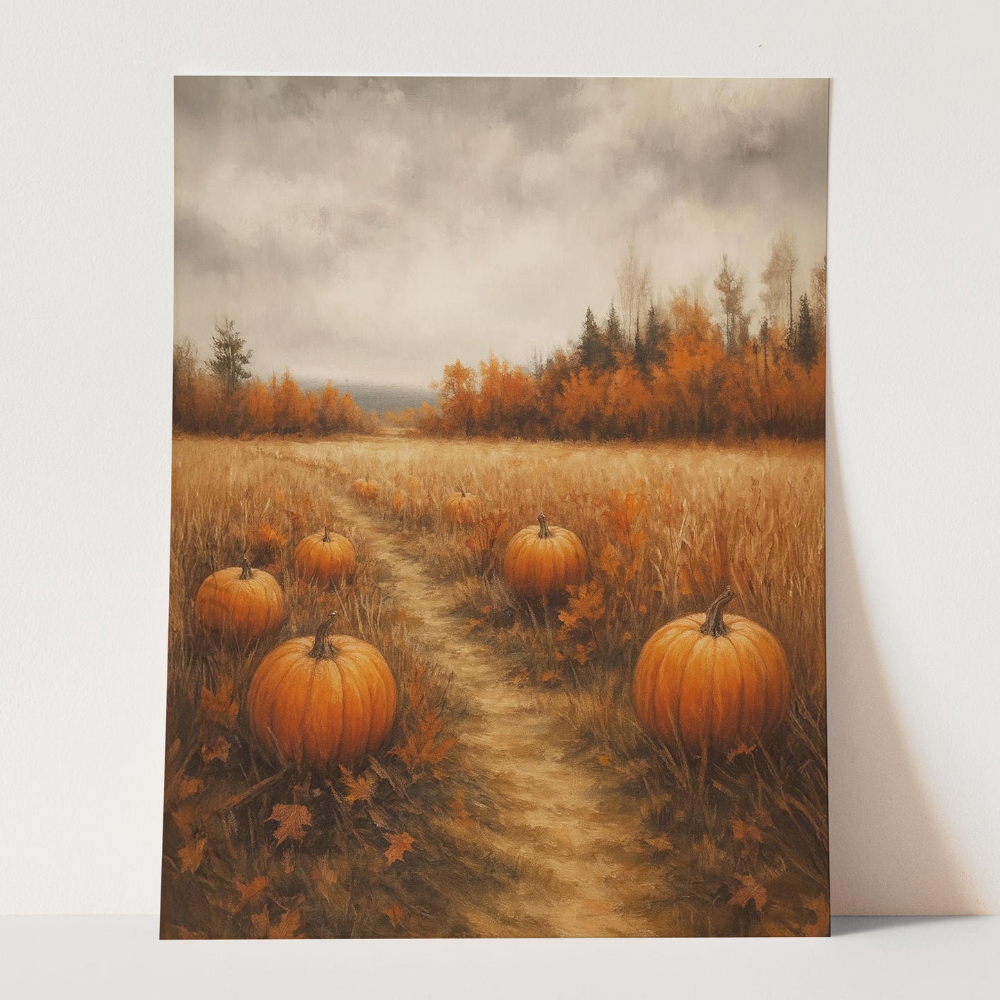 Pumpkin Patch In Autumn Field