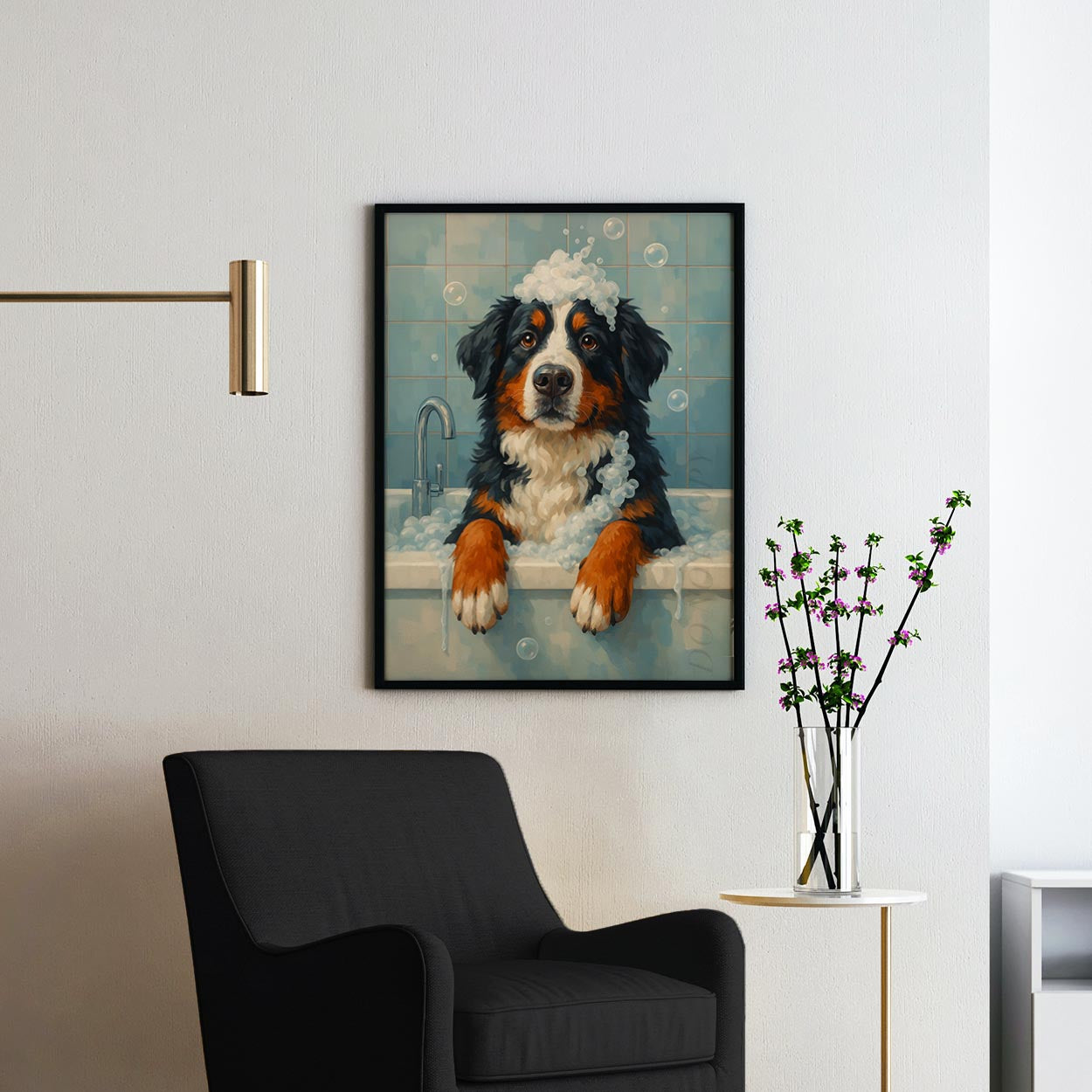 Bernese Mountain Dog Bathtub Bubble Bath