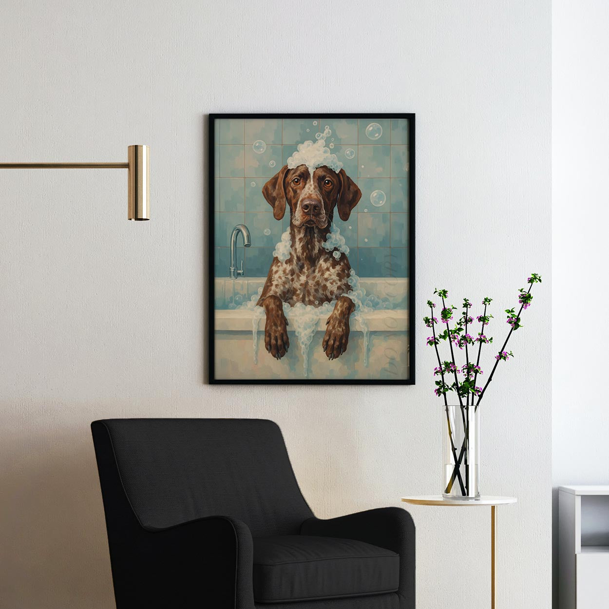 German Shorthaired Pointer Dog Bathtub Bubble Bath