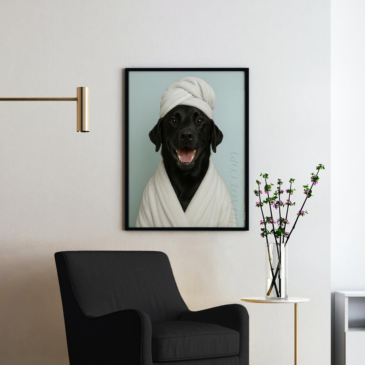 Black Labrador Dog Bath Towel