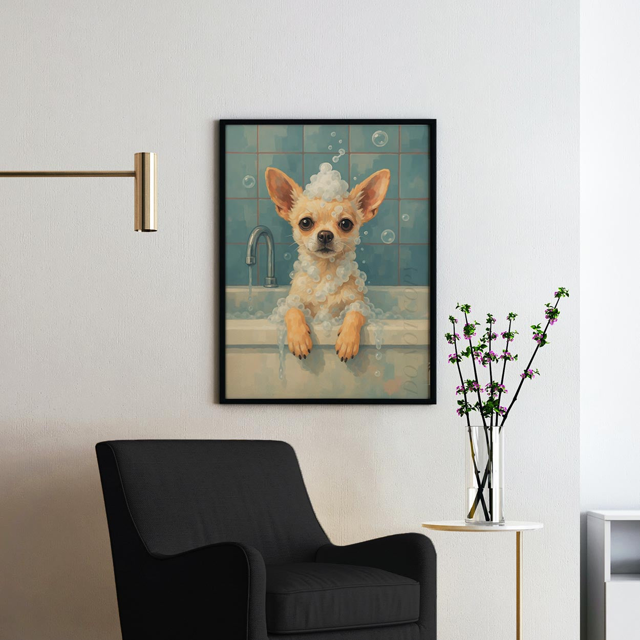 Chihuahua Dog Bathtub Bubble Bath