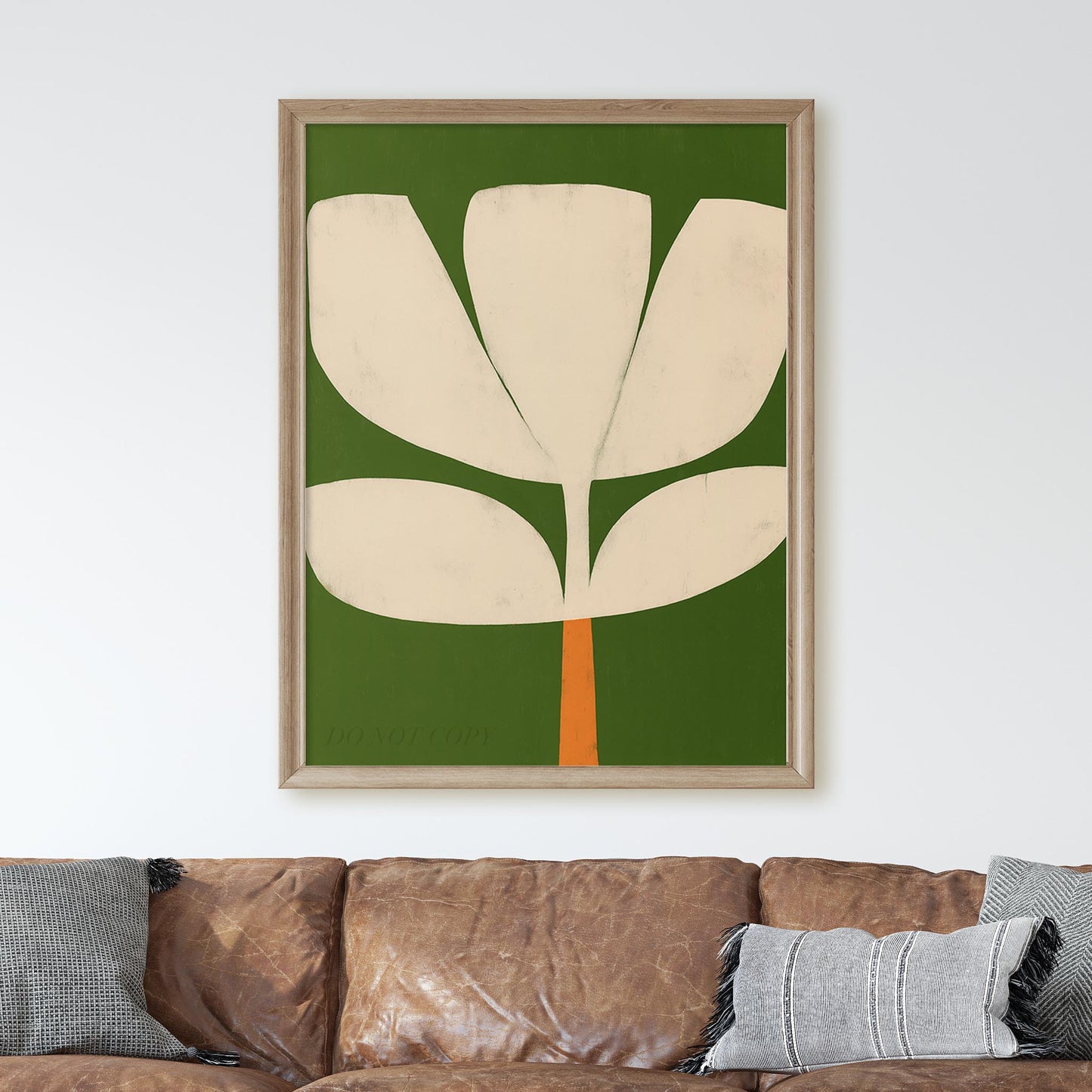 Abstract Green Tulip Mid Century