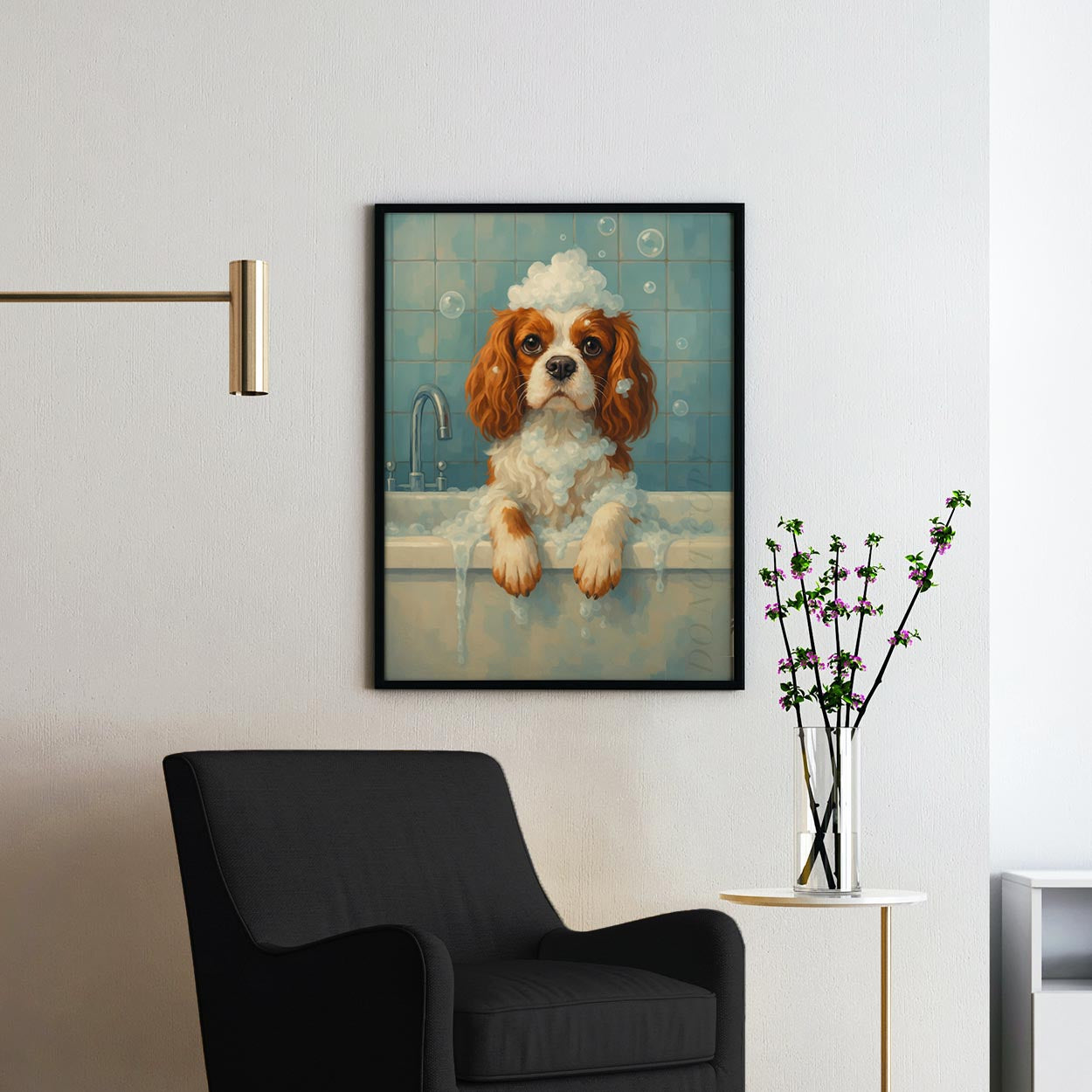 Cavalier King Charles Dog Bathtub Bubble Bath