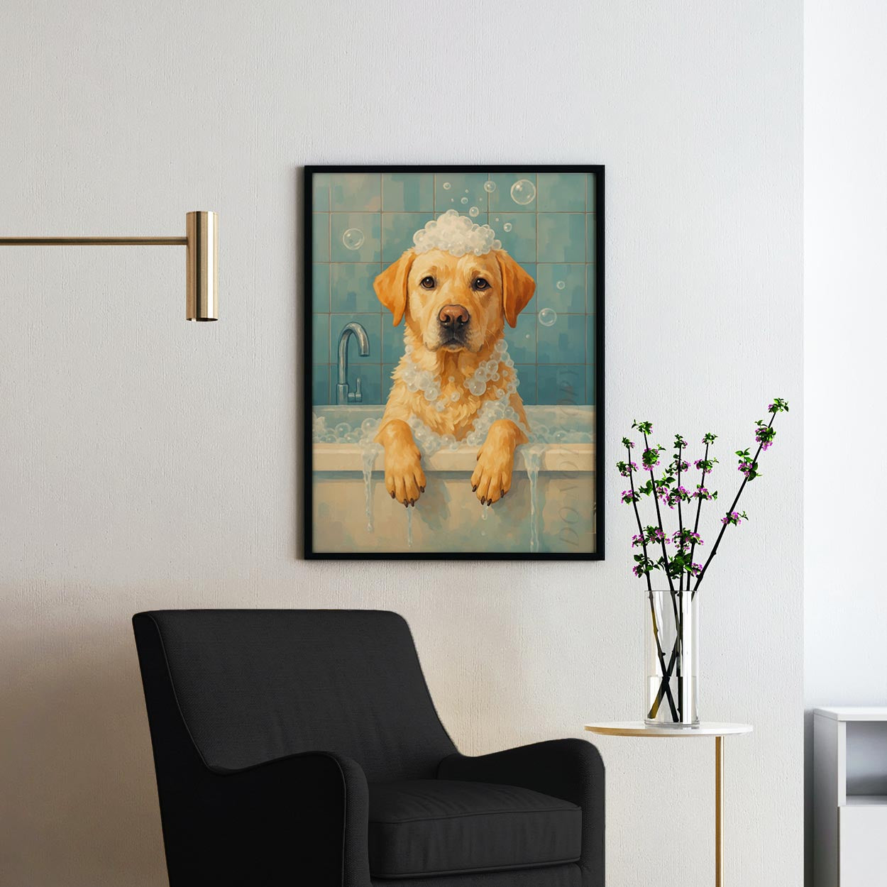 Yellow Labrador Retriever Dog Bathtub Bubble Bath