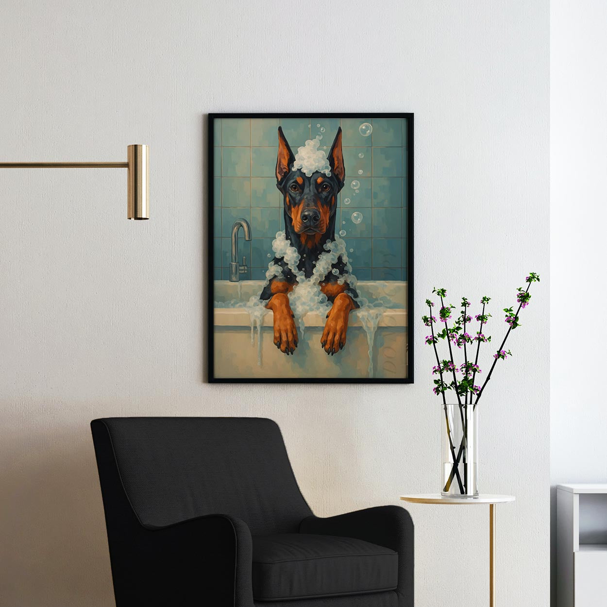 Dobermann Dog Bathtub Bubble Bath