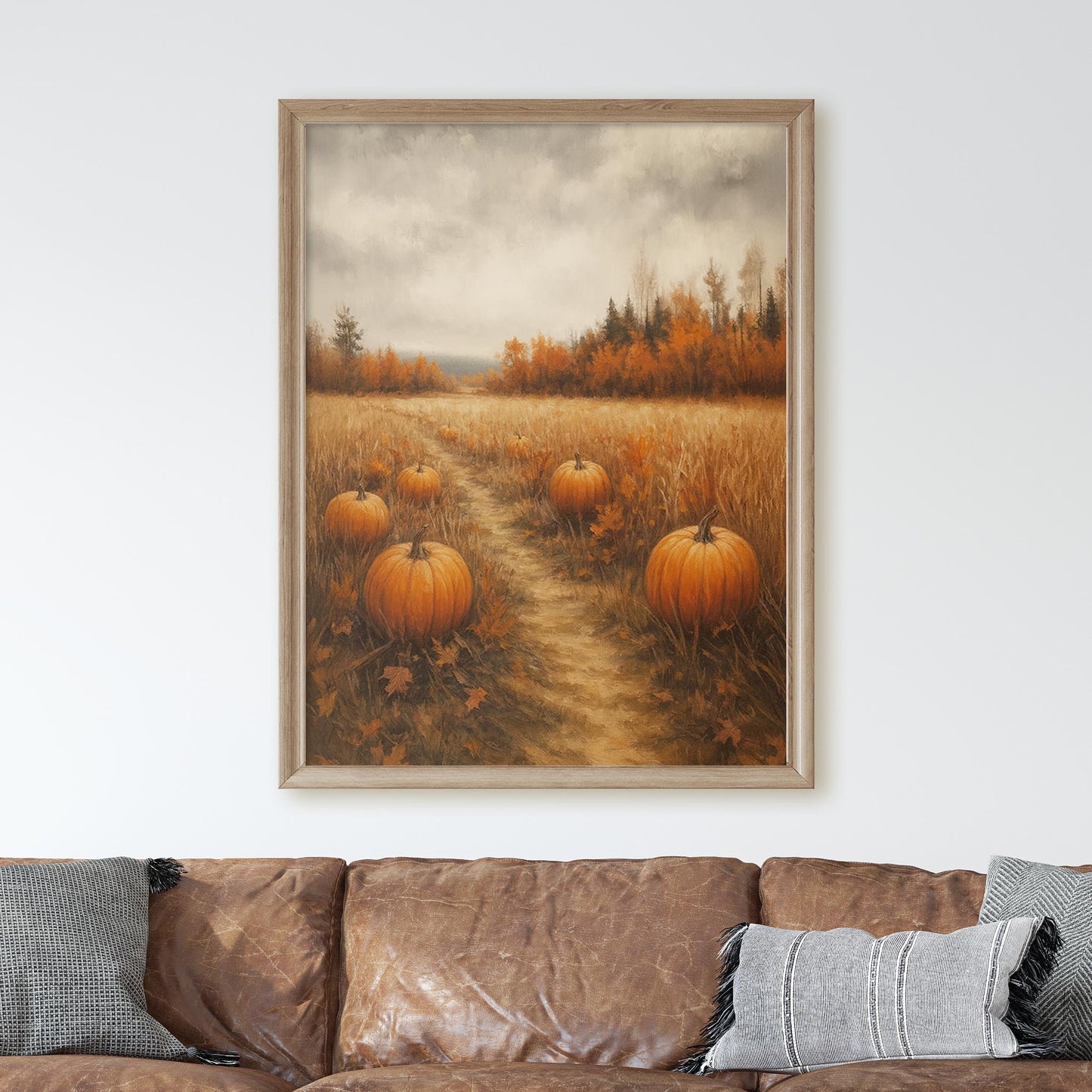 Pumpkin Patch In Autumn Field