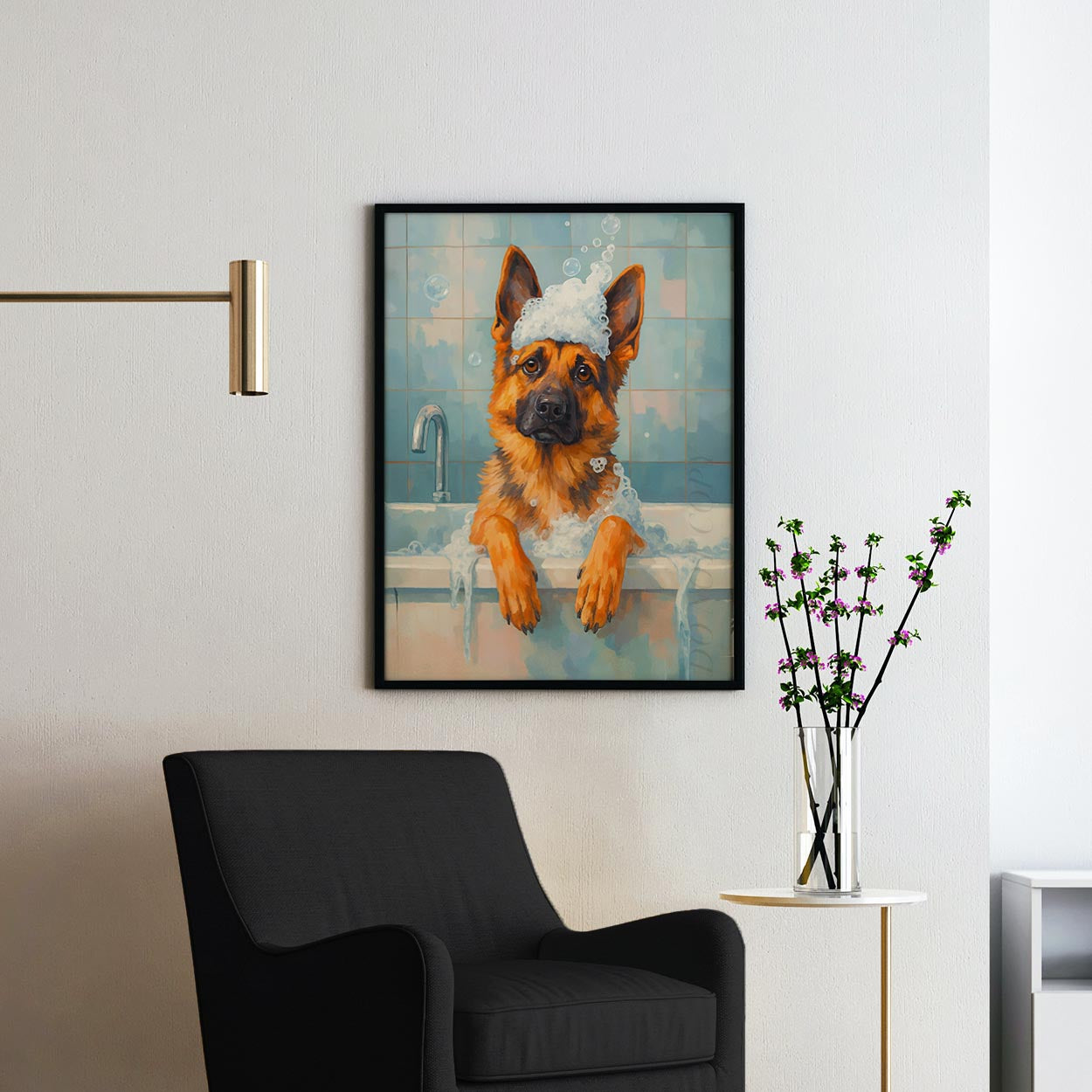 German Shepherd Dog Bathtub Bubble Bath