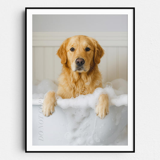 Golden Retriever Dog Bubble Bath