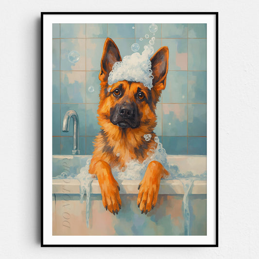 German Shepherd Dog Bathtub Bubble Bath