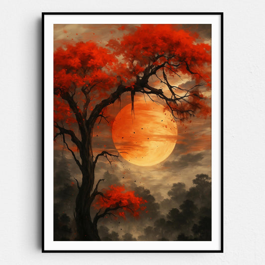 Moon Over Red Tree
