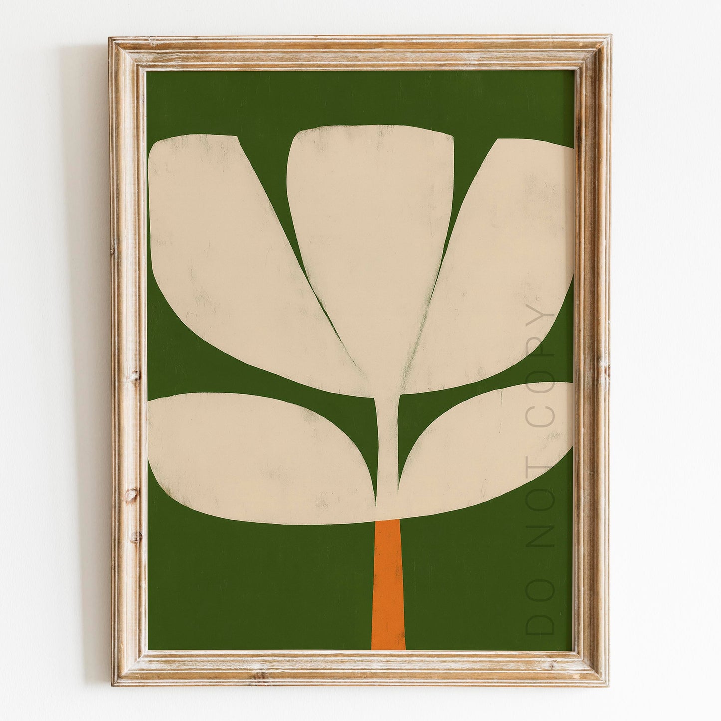 Abstract Green Tulip Mid Century