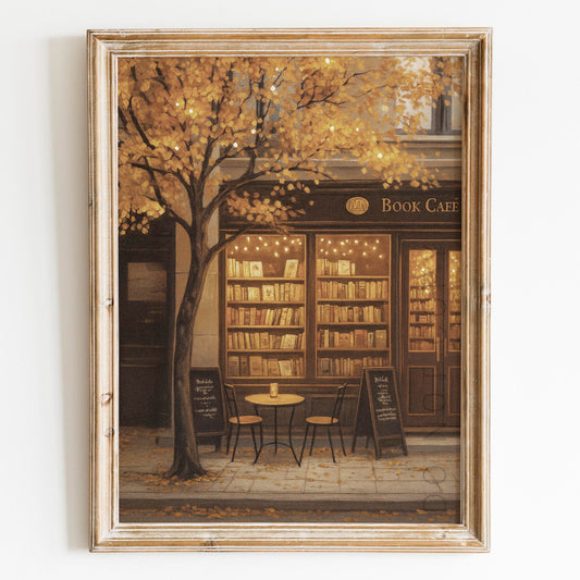 Book Shop Cafe In Autumn