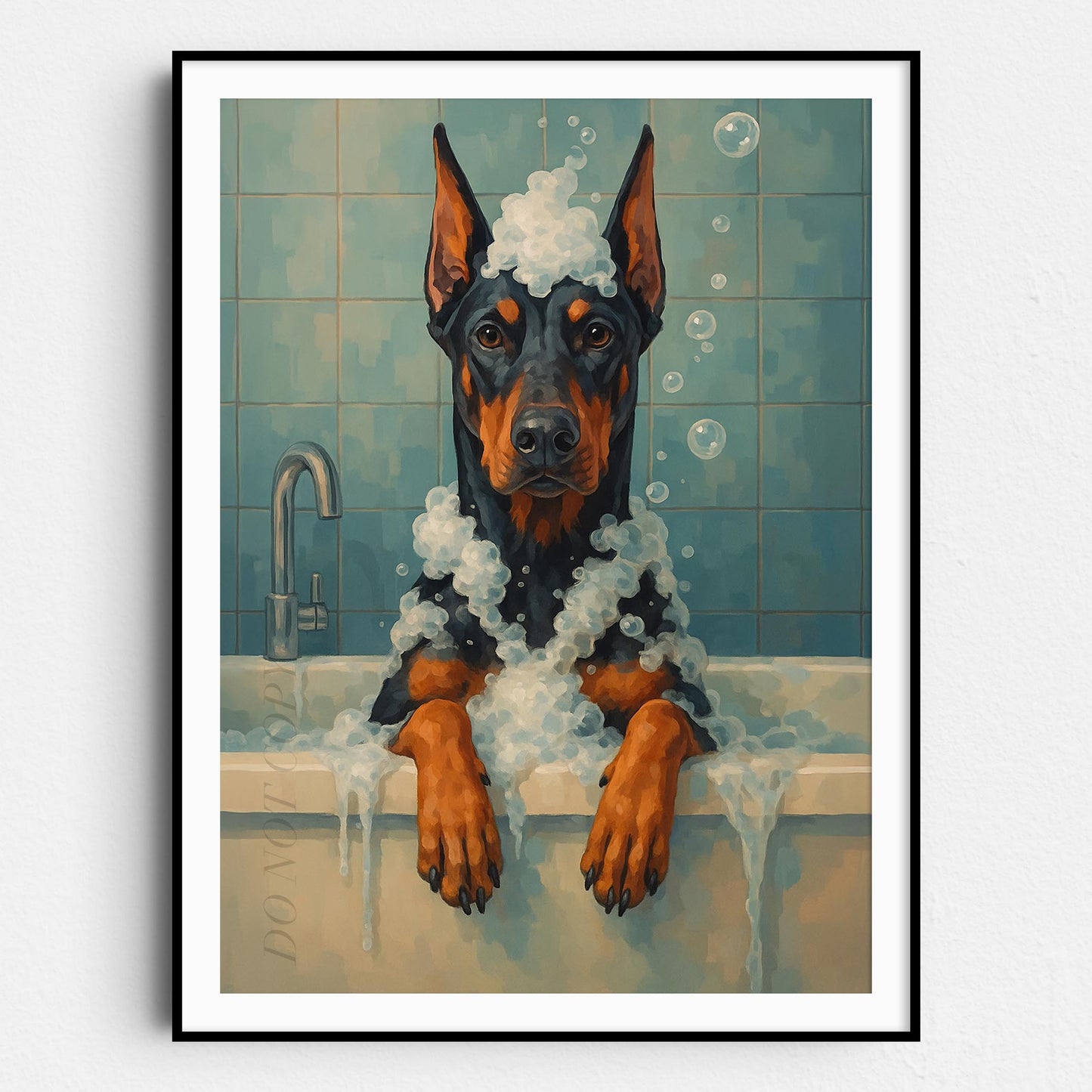 Dobermann Dog Bathtub Bubble Bath
