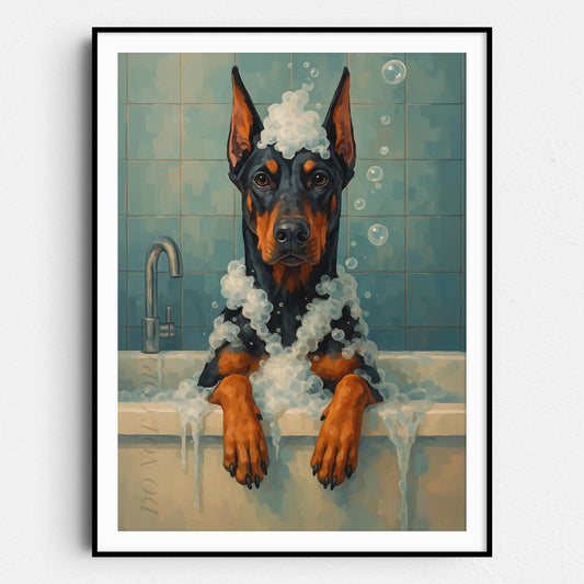 Dobermann Dog Bathtub Bubble Bath