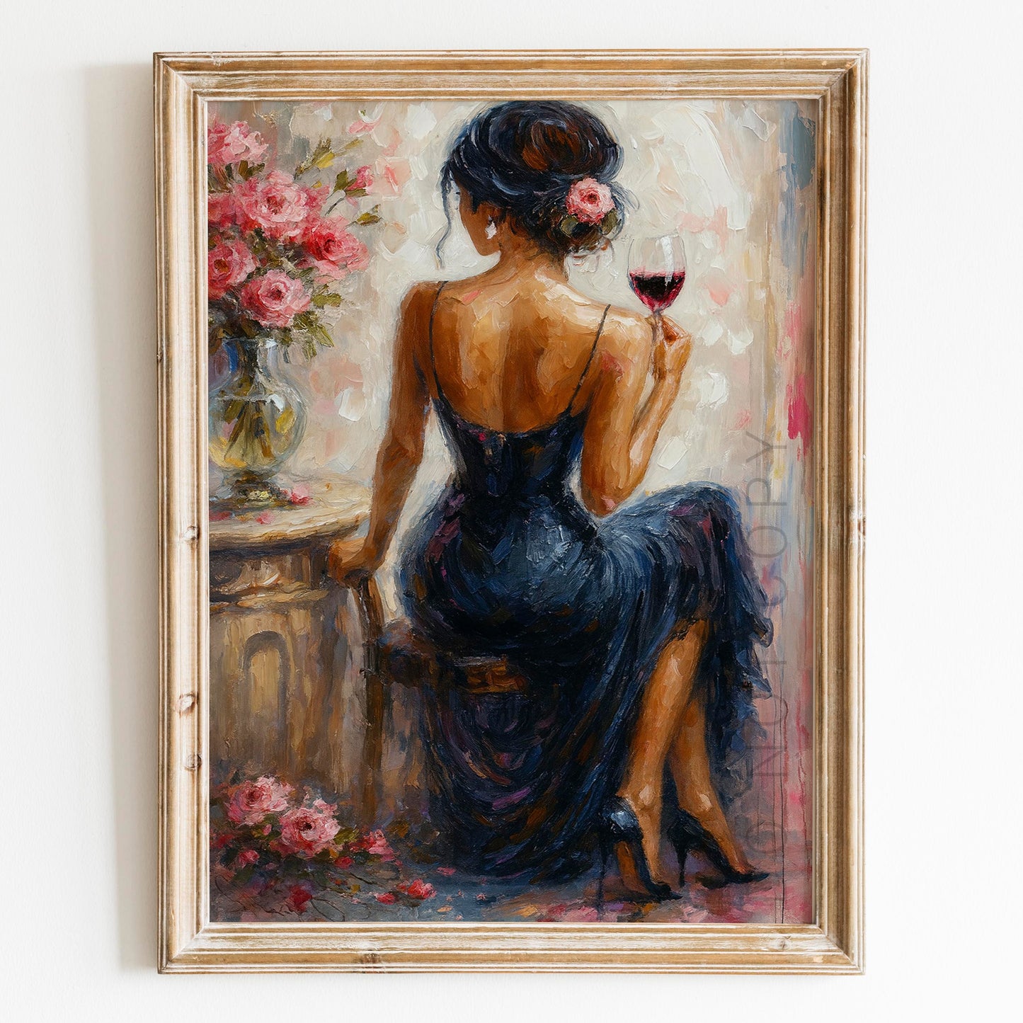 Elegant Woman With Glass Of Red Wine