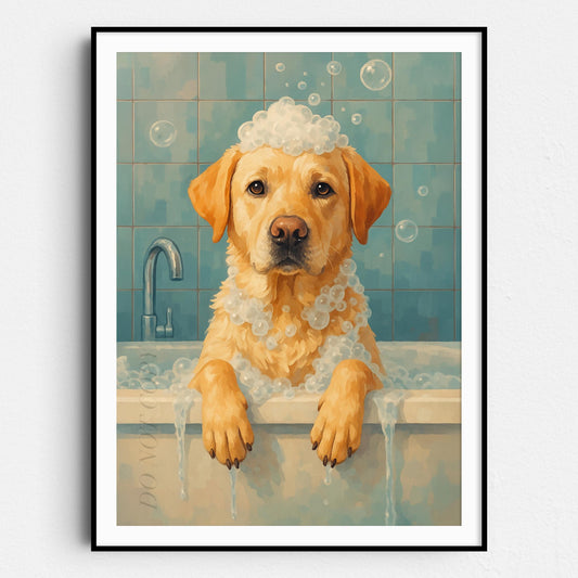 Yellow Labrador Retriever Dog Bathtub Bubble Bath