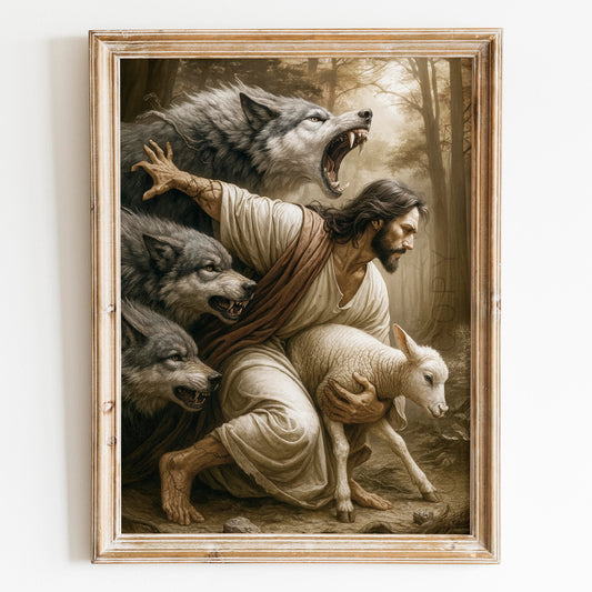 Jesus Protects The Lamb From Wolves