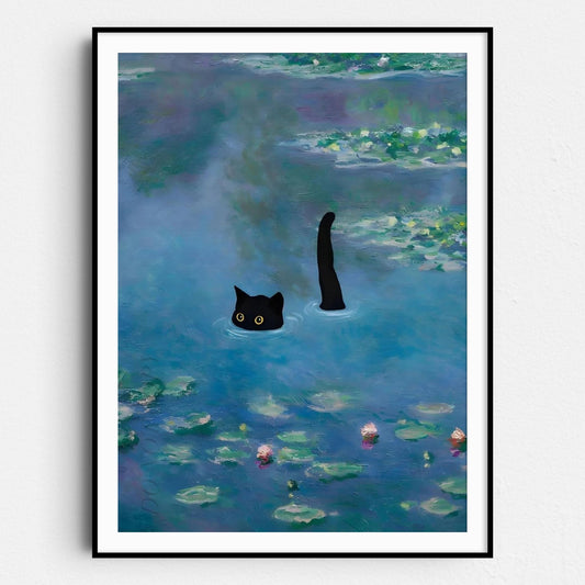 Water Lilies With Cat Claude Monet