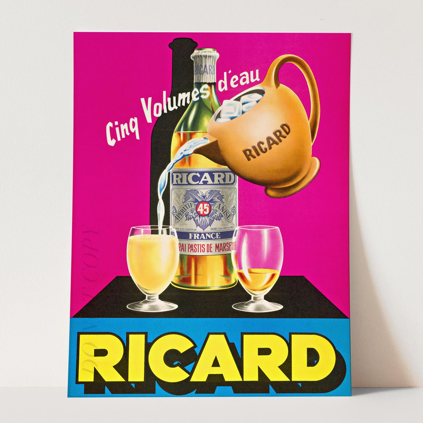 Ricard Cinq Volumes D'Eau - Vintage Advertising Poster