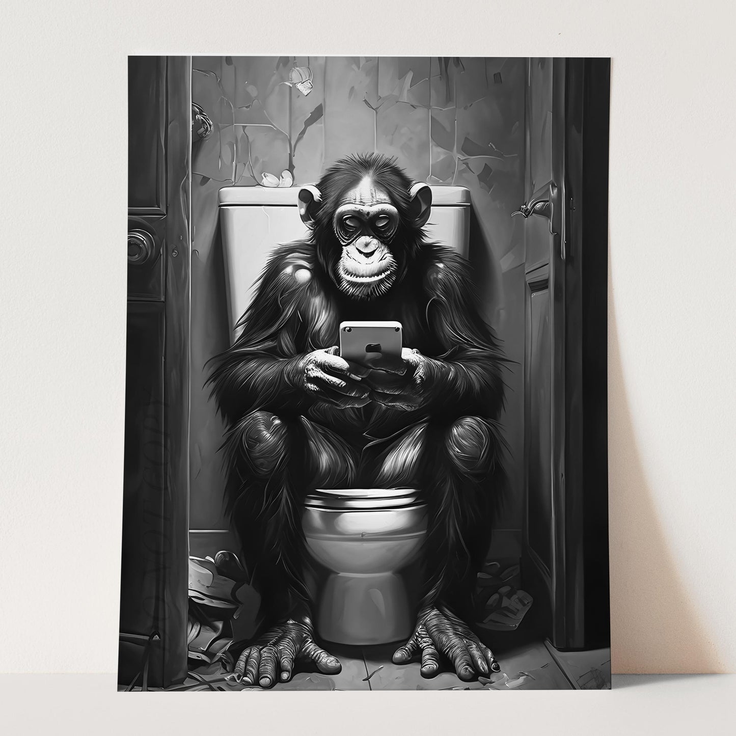 Monkey On The Phone On The Toilet