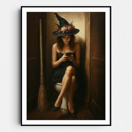 Witch On The Phone On The Toilet