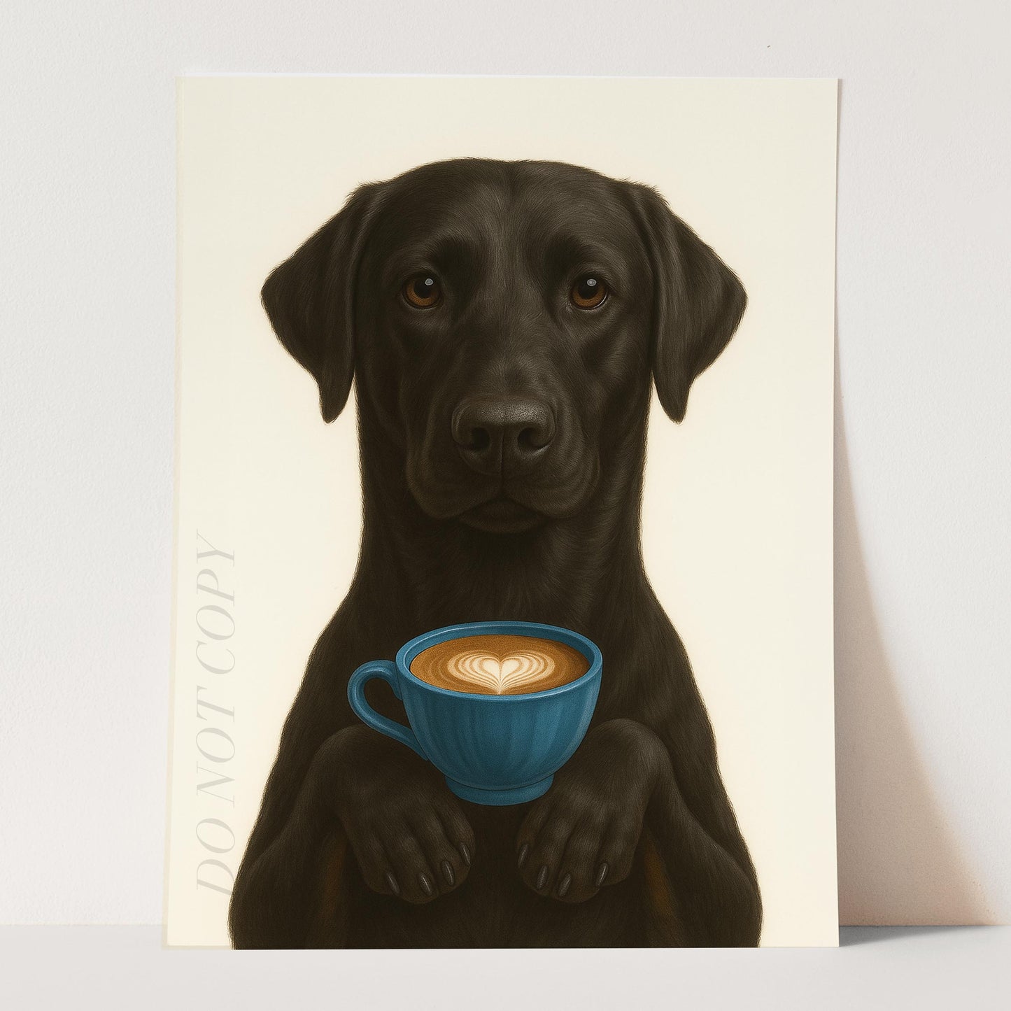 Black Labrador Retriever With Latte Of Love