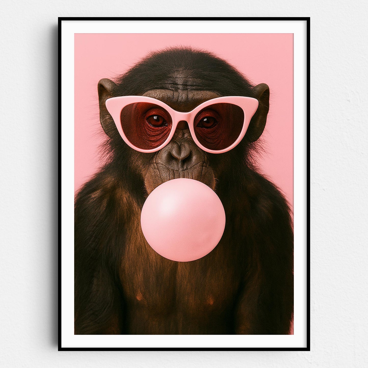 Monkey With Sunglasses Blowing Pink Bubble Gum