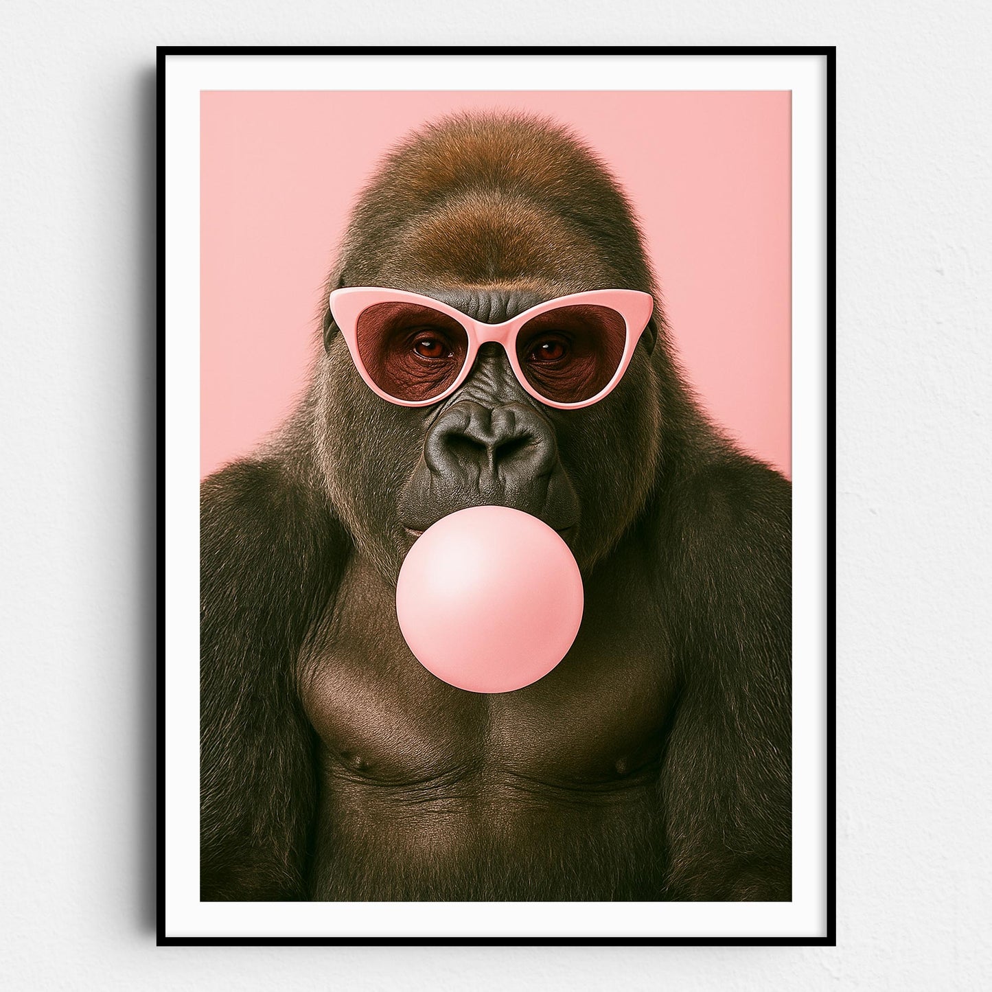 Gorilla Pink Sunglasses Blowing Bubble Gum