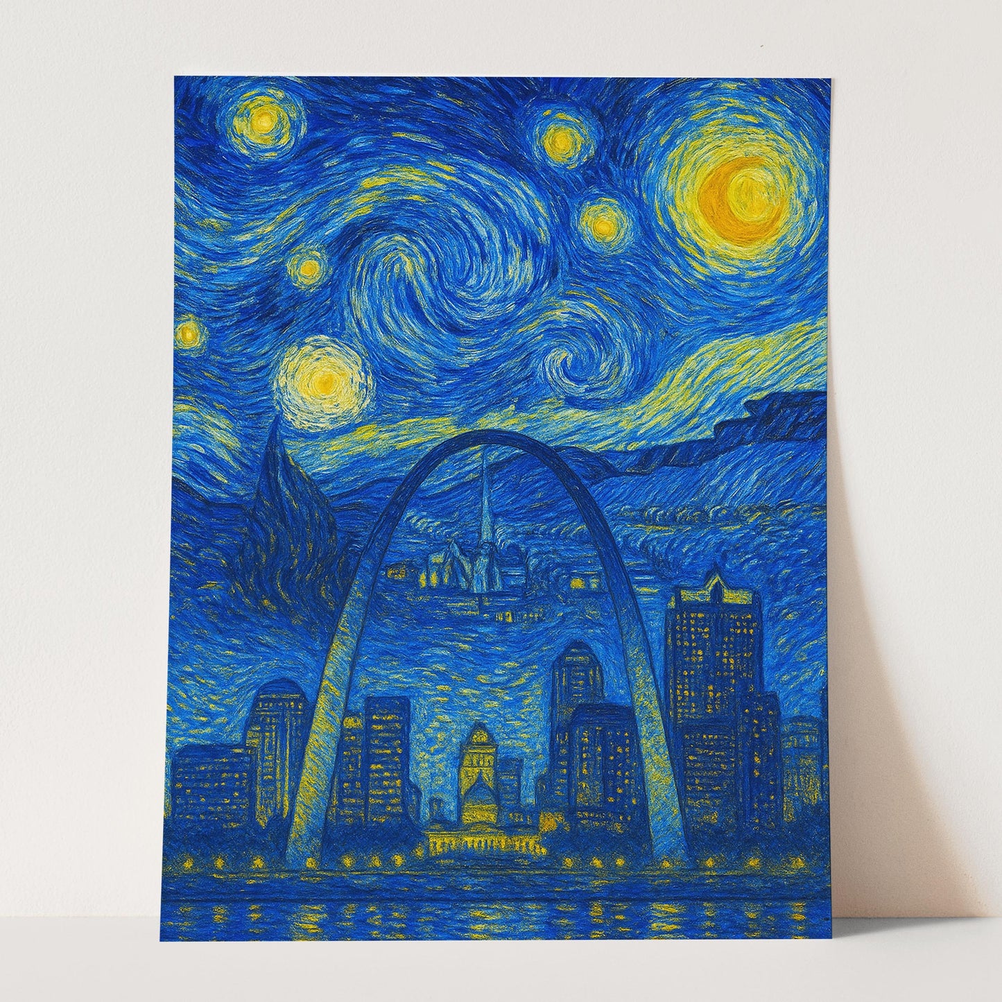 St Louis City Skyline As Van Gogh Starry Night