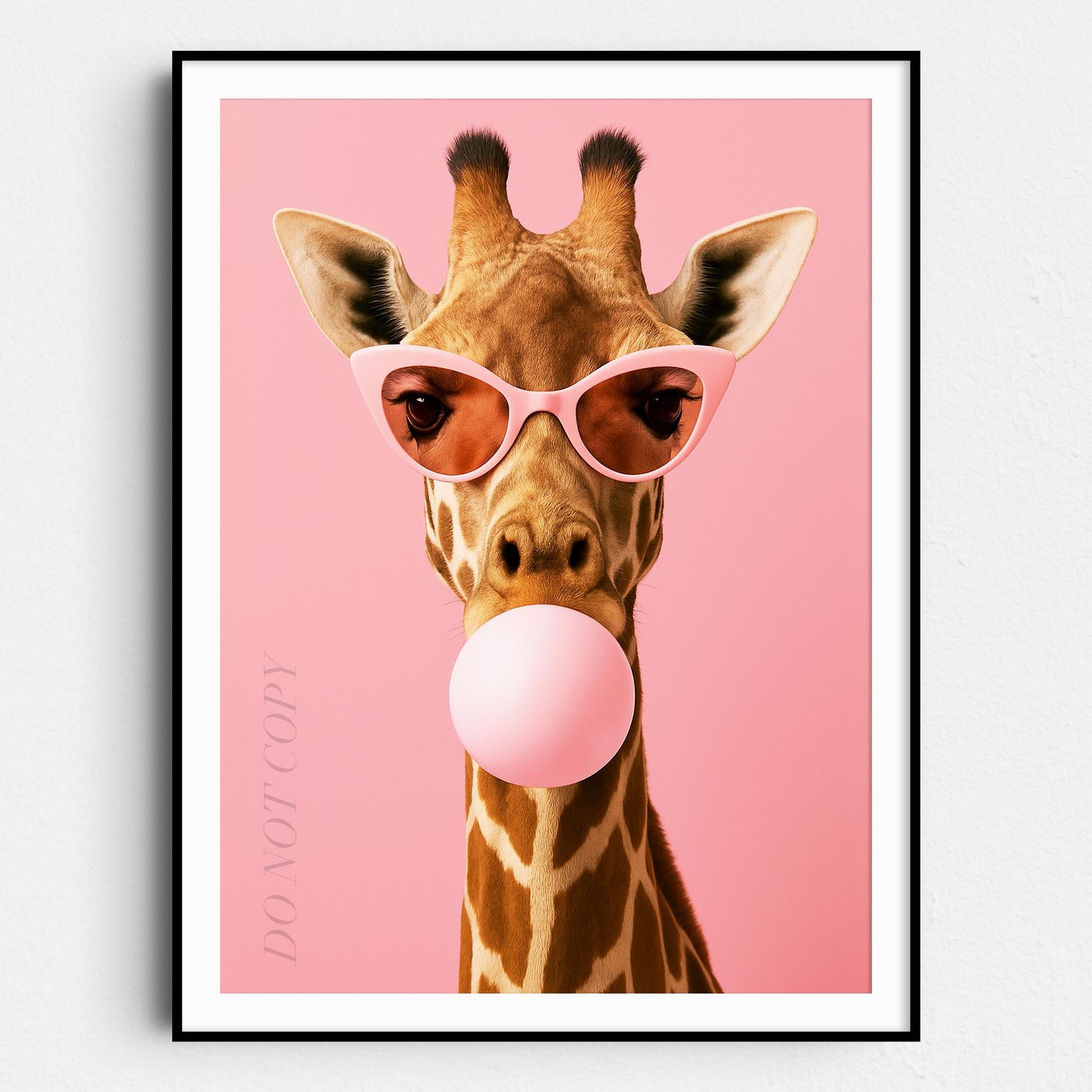Giraffe Pink Sunglasses Blowing Bubble Gum