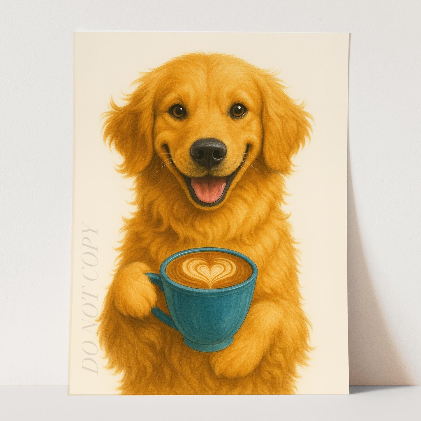 Golden Retriever With Latte Of Love